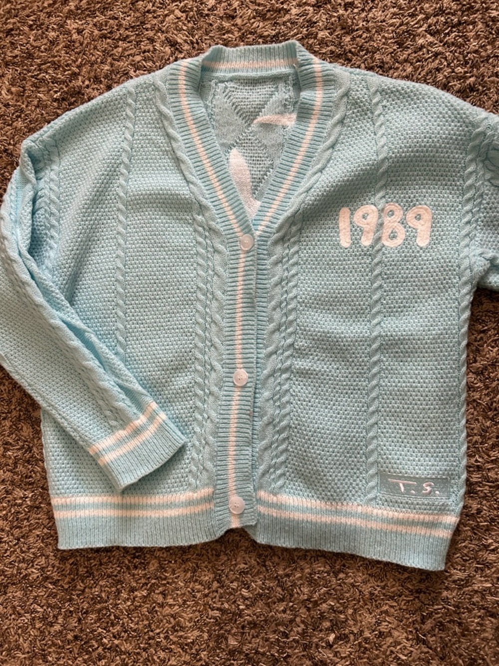 Taylor Swift Light Blue Cable Knit Cardigan Sweater - 1989